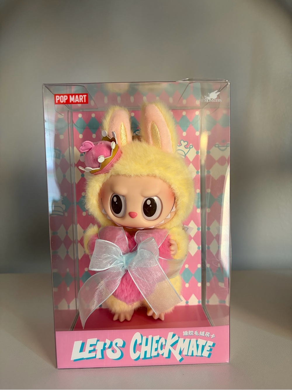 Let's Checkmate Yellow & Pink labubu Plush Figurine